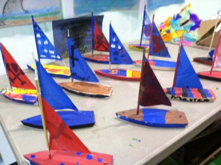 The younger kids made model boats with Jimmy Amspacher